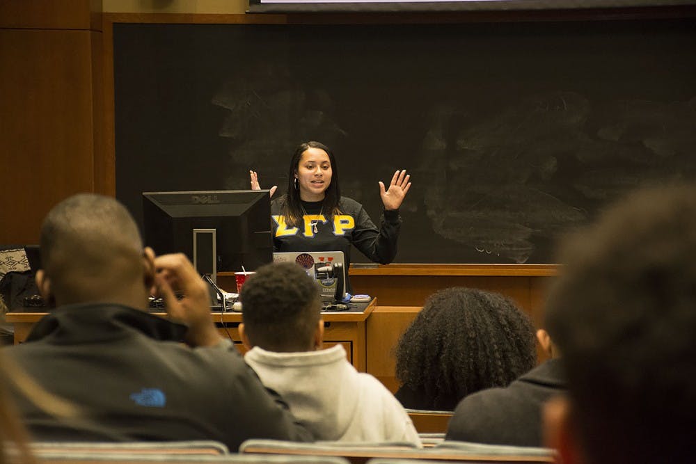 Taylor Lamb, a fourth-year College student and Sigma Gamma Rho President, moderated the conversation Monday.&nbsp;
