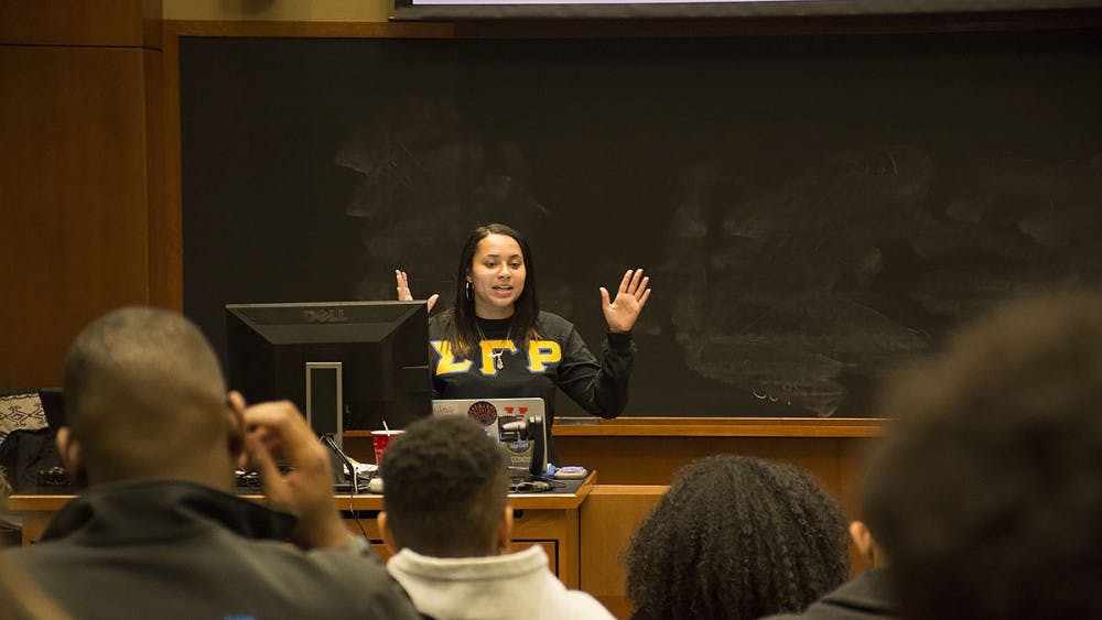 Taylor Lamb, a fourth-year College student and Sigma Gamma Rho President, moderated the conversation Monday.&nbsp;