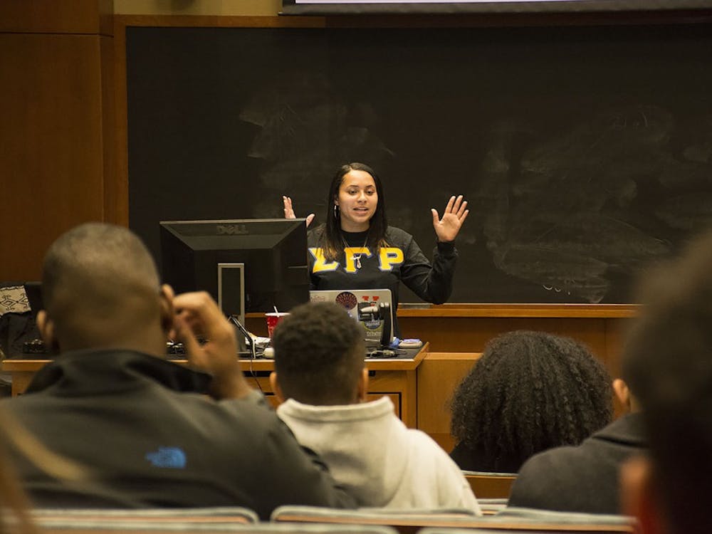 Taylor Lamb, a fourth-year College student and Sigma Gamma Rho President, moderated the conversation Monday. 