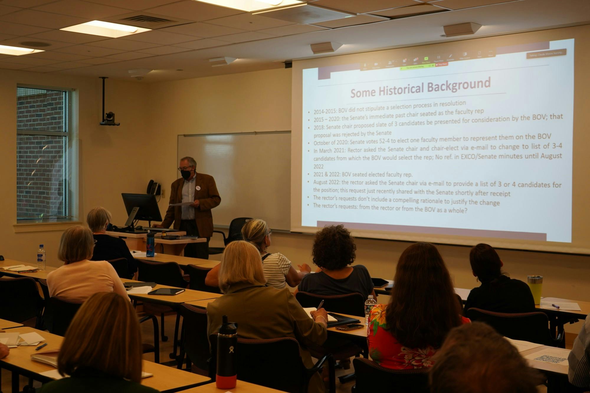 The letter, sent to Rector Whittington Clement and Patricia Jennings, Faculty Senate chair and education professor, outlines two possible compromises — neither of which involve the adoption of the proposed amendment that would change the Faculty Representative election from a direct election to a slated system.