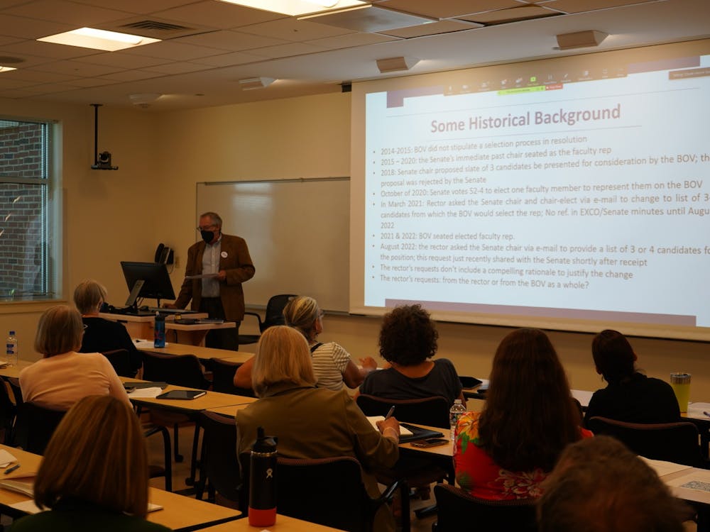 The letter, sent to Rector Whittington Clement and Patricia Jennings, Faculty Senate chair and education professor, outlines two possible compromises — neither of which involve the adoption of the proposed amendment that would change the Faculty Representative election from a direct election to a slated system.