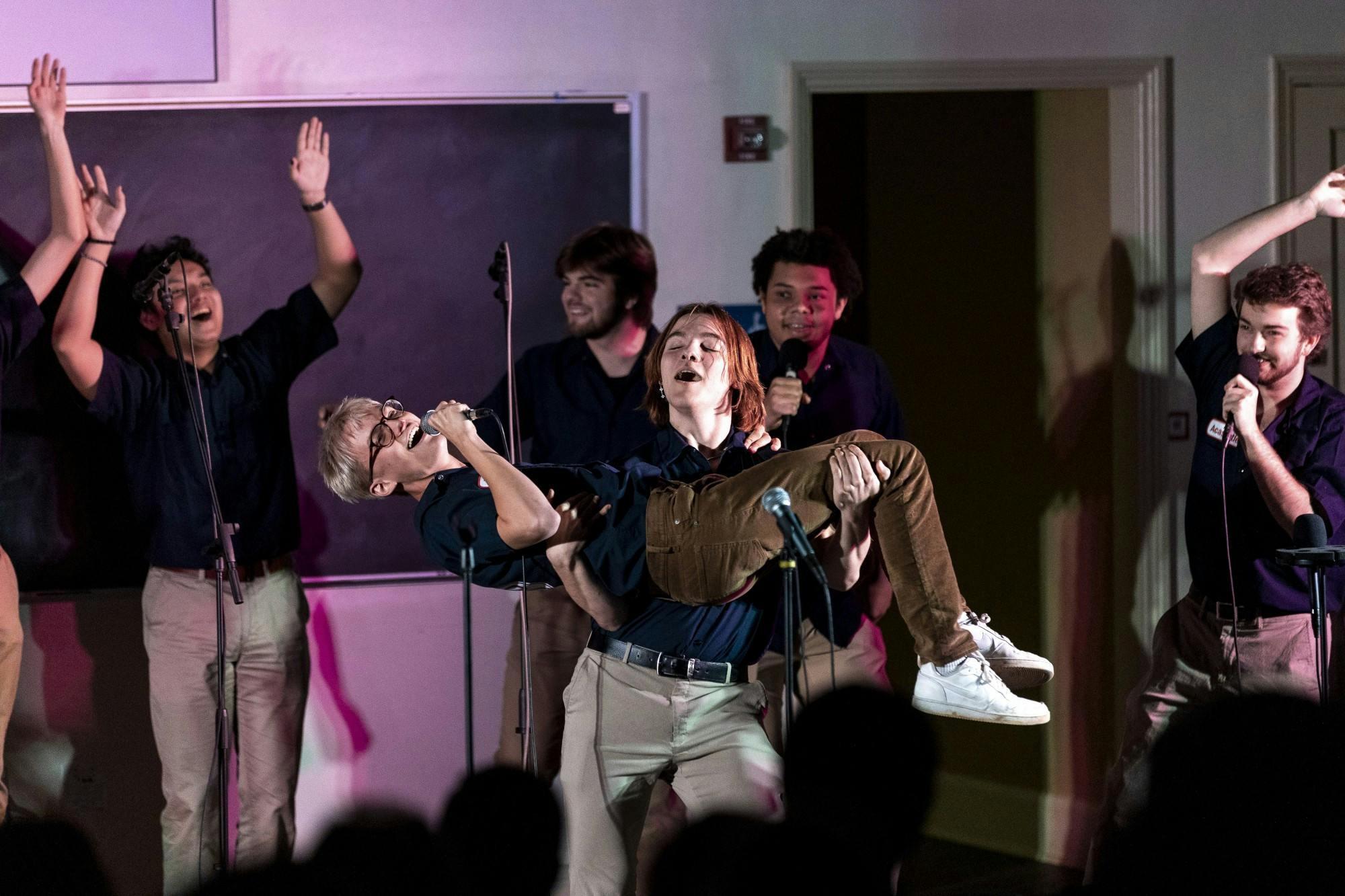 The Academical Village People exuded rhythm and garnered a few laughs during their performance at the concert.