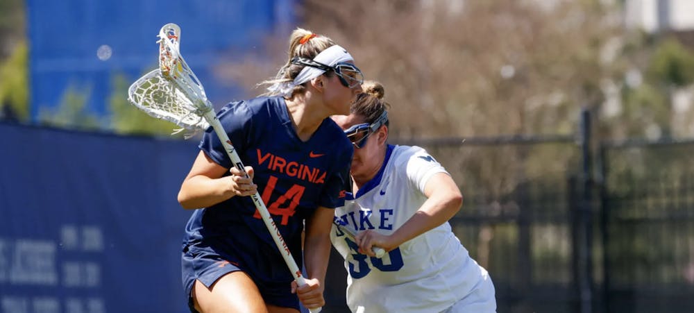 <p>Senior attacker Morgan Schwab recorded a pair of assists for the Cavaliers in their loss to the Blue Devils.</p>