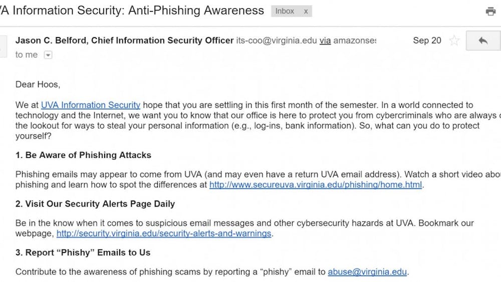 One way the University helps students improve their cybersecurity is with anti-phishing training emails.