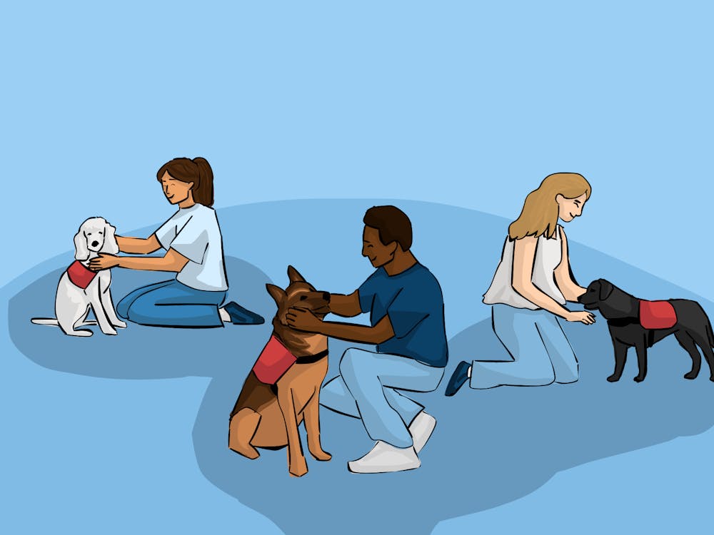 A simple wag of a tail or friendly head nudge can be enough to get students to pause — or paws — a spiral of anxiety, providing key emotional care without even saying a word.