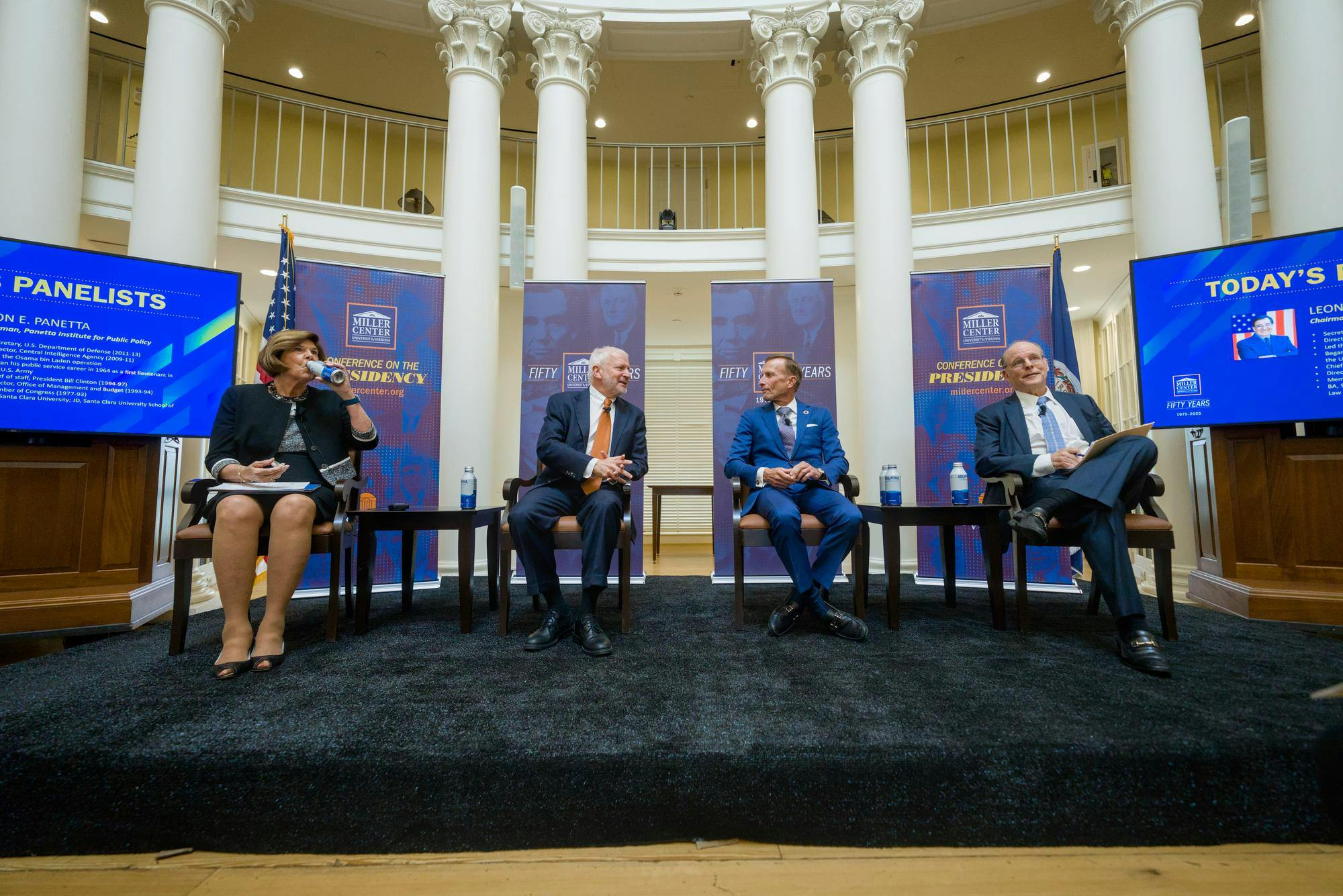 The Miller Center held day one of a conference on the presidency Sept. 27, 2025 in the Rotunda, with speakers highlighting parts of Presidents George W. Bush and Barack Obama's agenda.