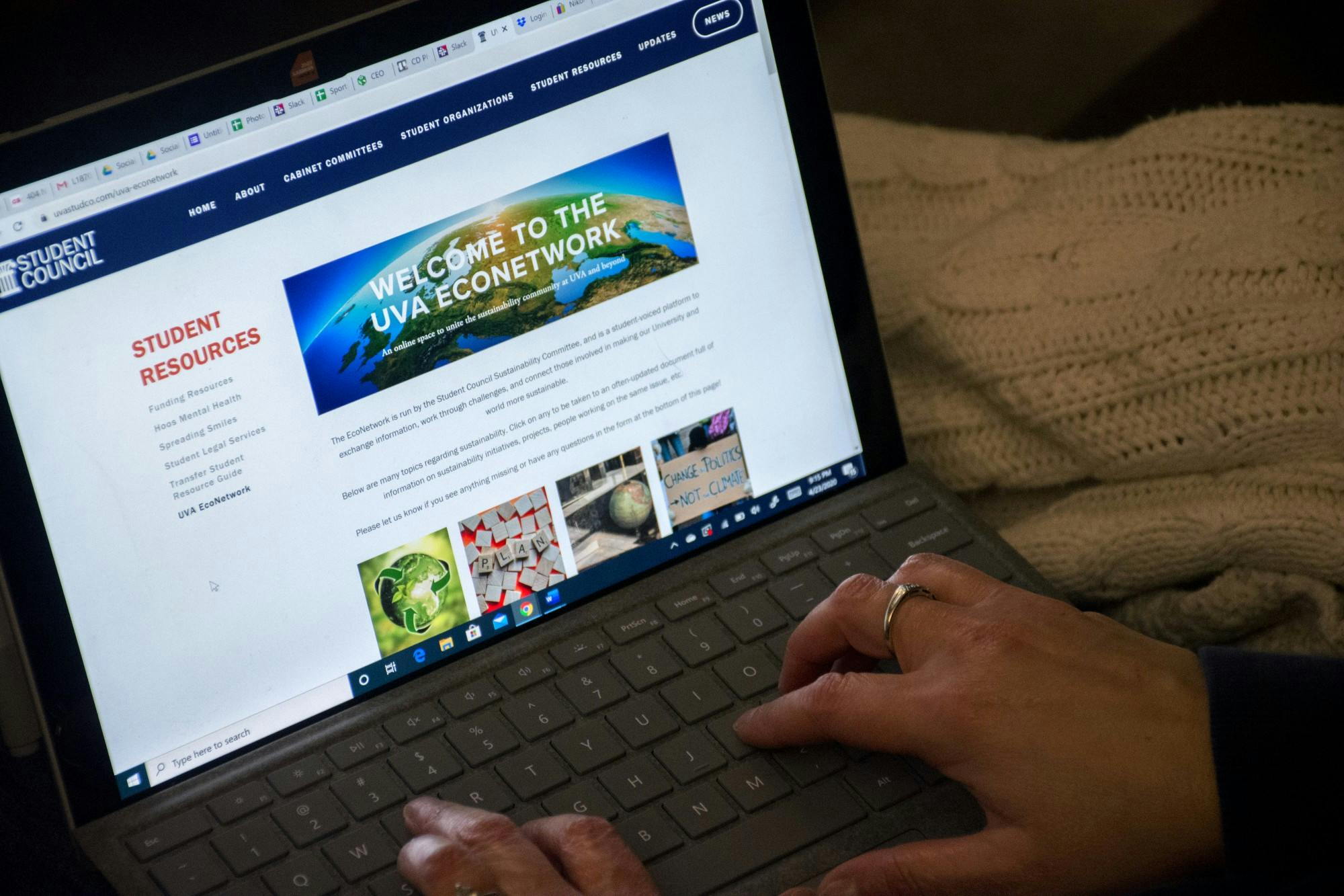 The website is designed to connect University students through sustainability efforts on Grounds.