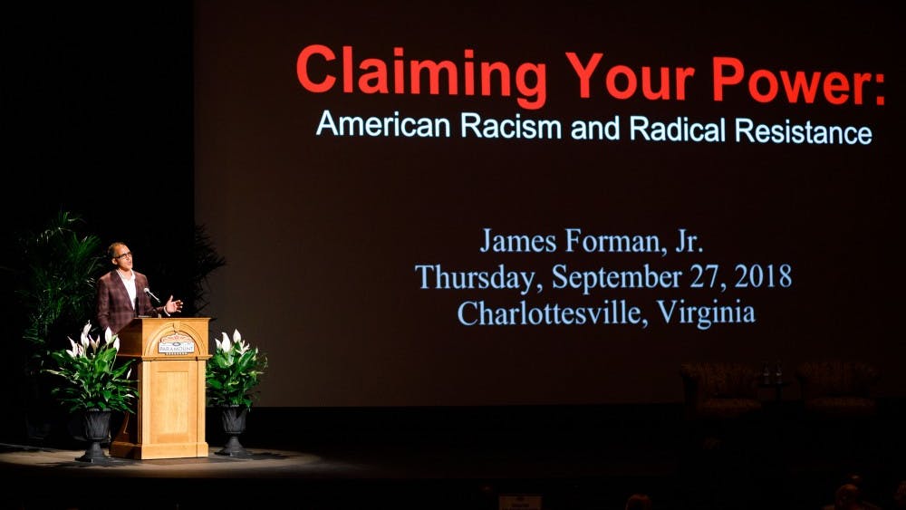 James Forman Jr. lectured at the Paramount Theater on Thursday evening.