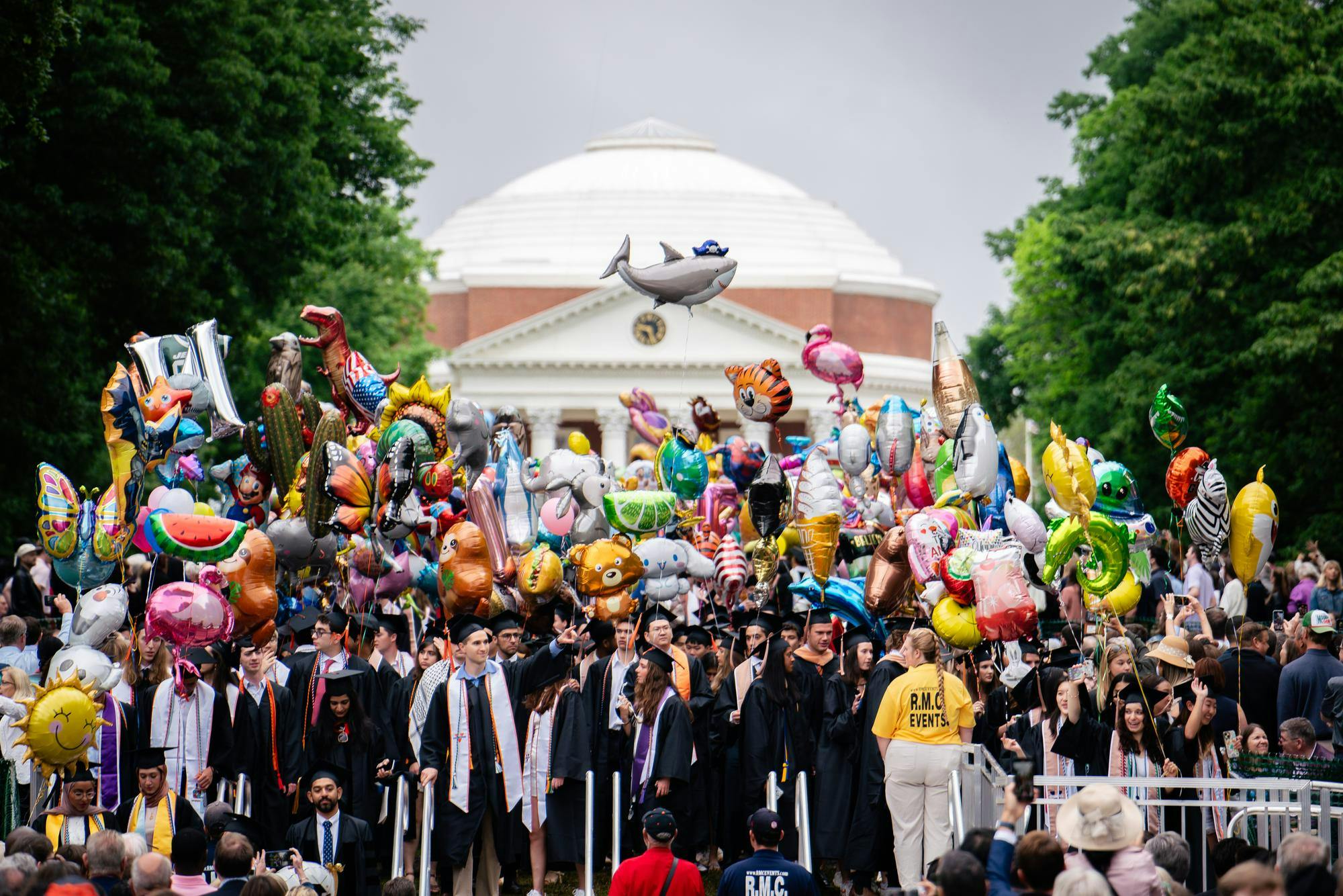 These helium-filled novelties have become a staple at Final Exercises at the University. The tradition began in the past two decades as a way for families to spot graduates in the large, similarly-dressed crowd.