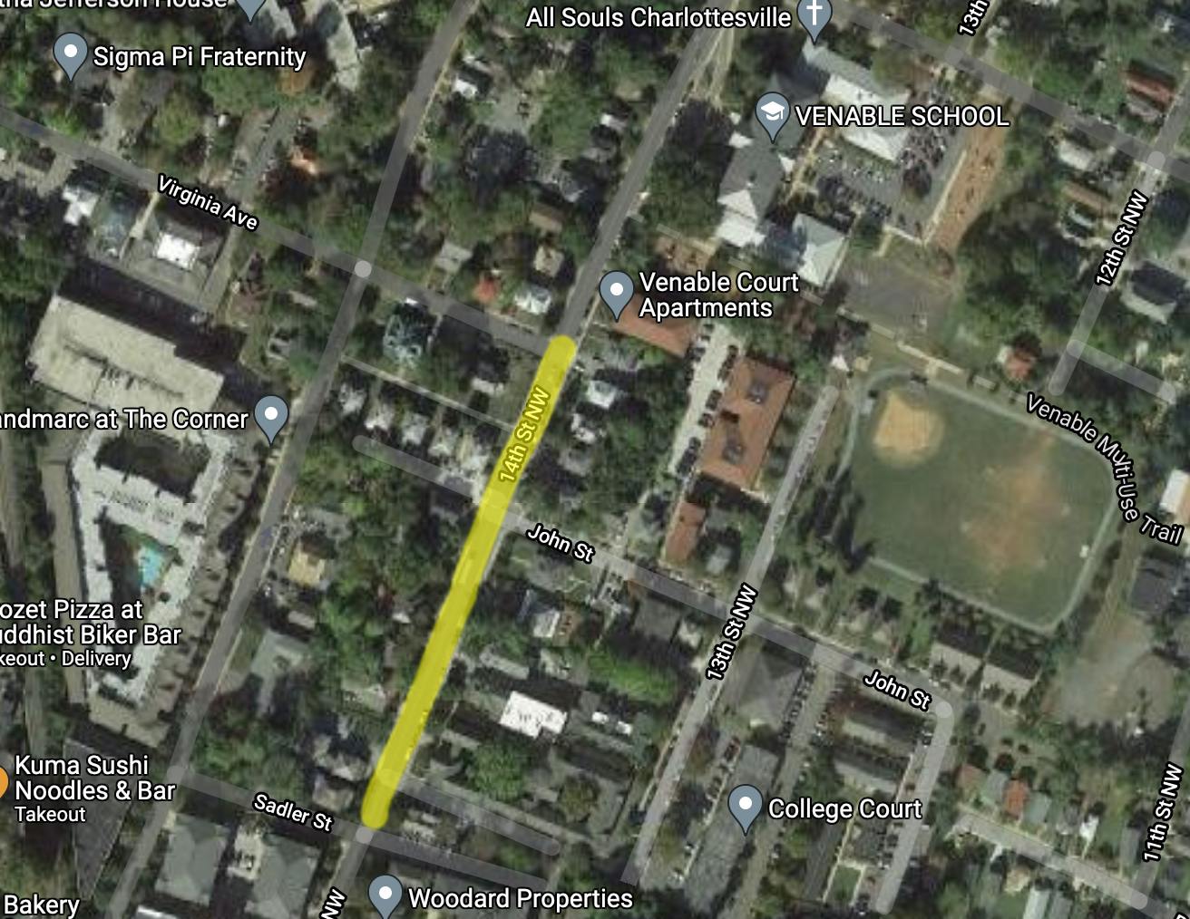 The 300 block of 14th St. NW, located near Venable Elementary School and adjacent to Grandmarc Apartments.&nbsp;