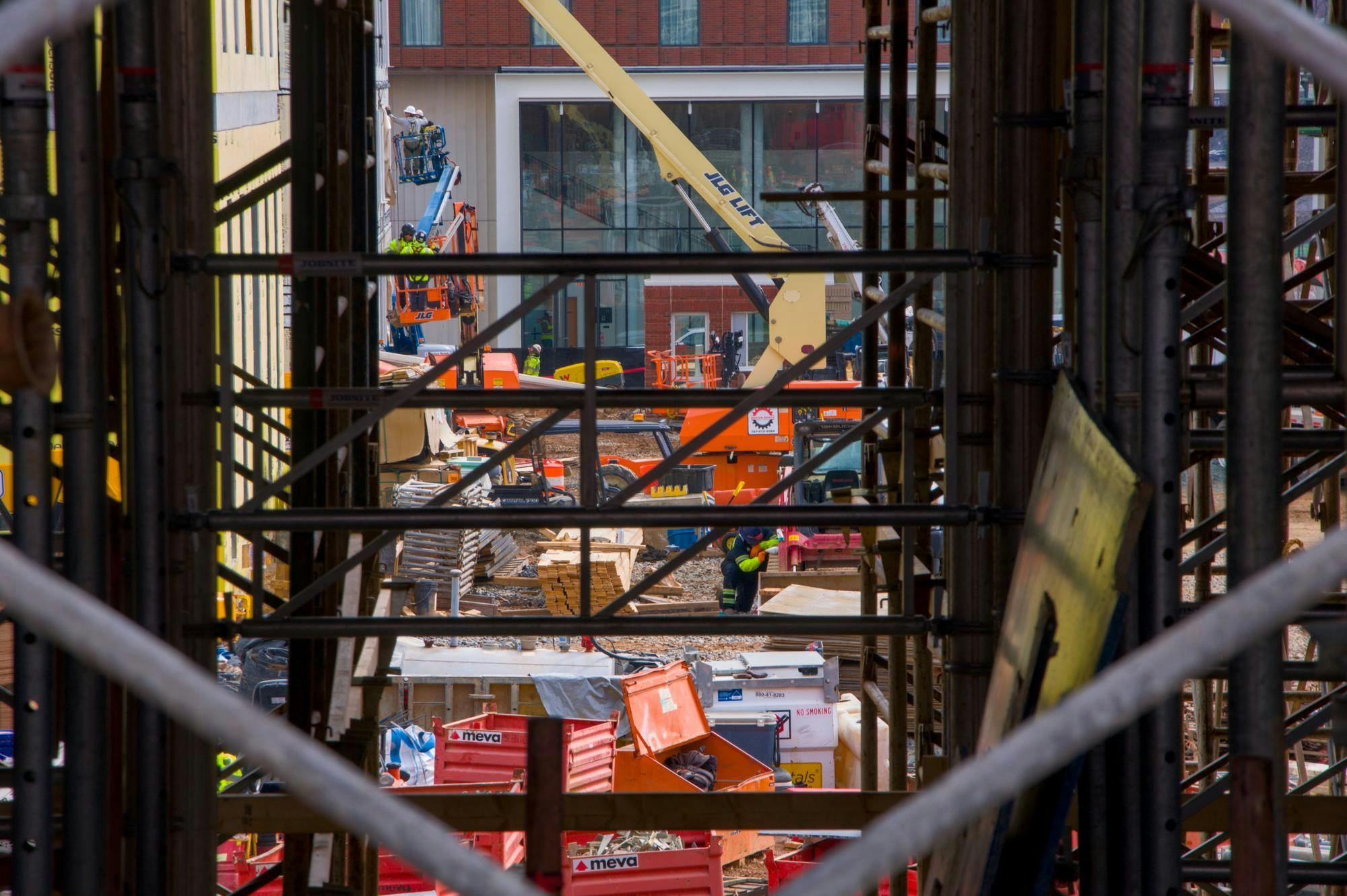 Cranes, construction workers and foundational structures at the Verve and Emmet Ivy Corridor highlight the various stages of construction across Grounds. These sites reflect the rapid transformation of University spaces and the extensive planning behind new development.