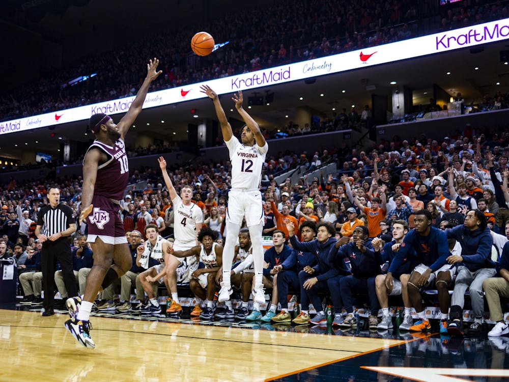 Gertrude shooting a three during a game early in the season against Texas A&M.