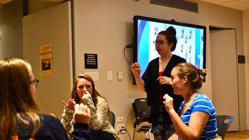 On Wednesday, DEAFS at U.Va. held its first-ever American Sign Language workshop to teach students the basics of speaking in sign.