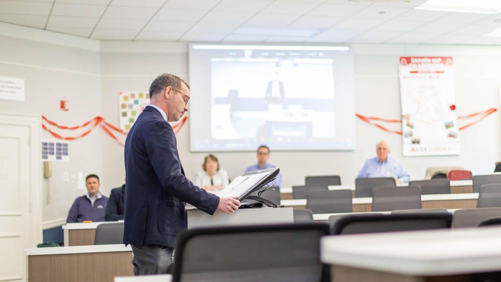 Early in the meeting, University President Jim Ryan addressed questions regarding the University’s recently adopted “institutional neutrality policy.”