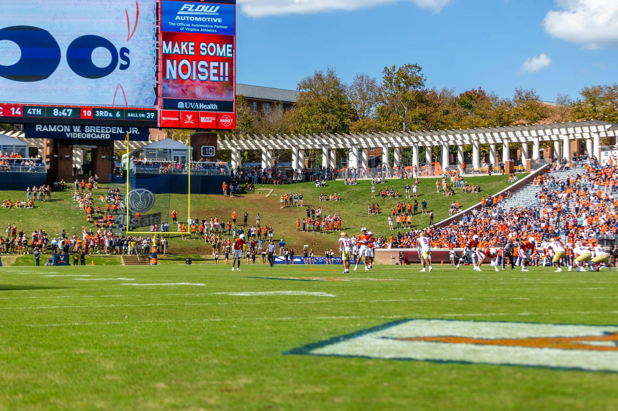 A sweeping shot of the field from a football game this season with Boston College.