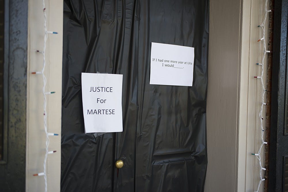 Black tablecloths covered the Lawn in support of Martese Johnson and the black community.
