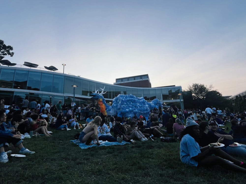 One of the most unique performances of the night came from Celeste — a giant, blue feathered dragon puppet that was paraded around the lawn area, hoisted by its multi-personnel team guiding its every movement.