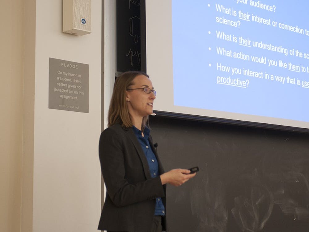 	Lohwater, above, spoke to students as a part of a forum on science communication on Thursday. 