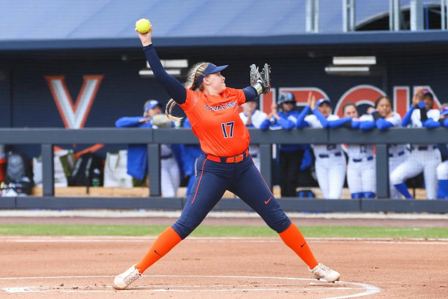 Senior pitcher Molly Grube earned the sole win of the weekend for the Cavaliers, pitching nine shutout innings Saturday.