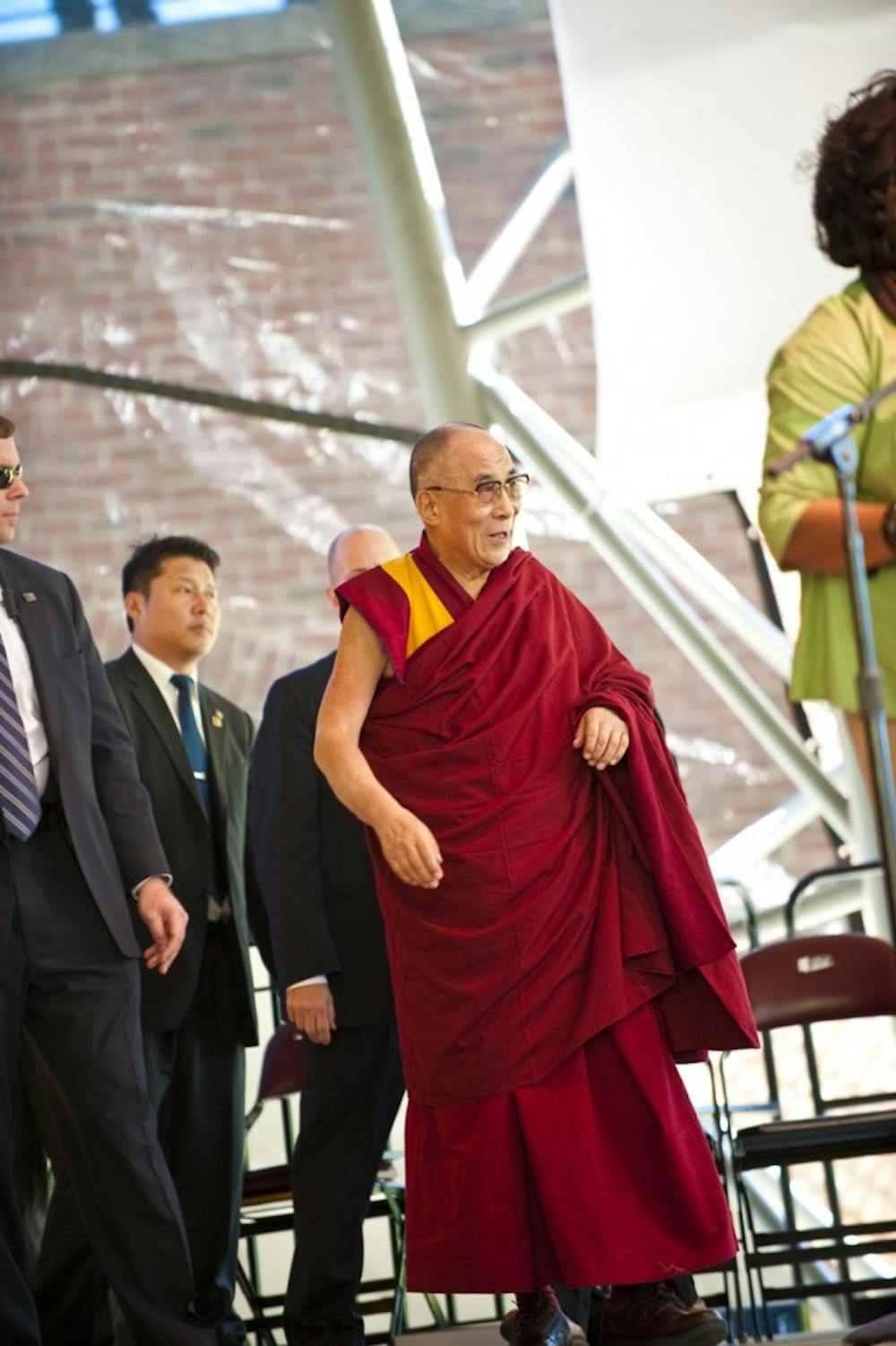 	<p>The 14th Dalai Lama, Tenzin Gyatso at the inTellos Wireless Pavilion</p>