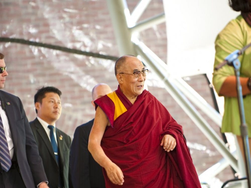 The 14th Dalai Lama, Tenzin Gyatso at the inTellos Wireless Pavilion