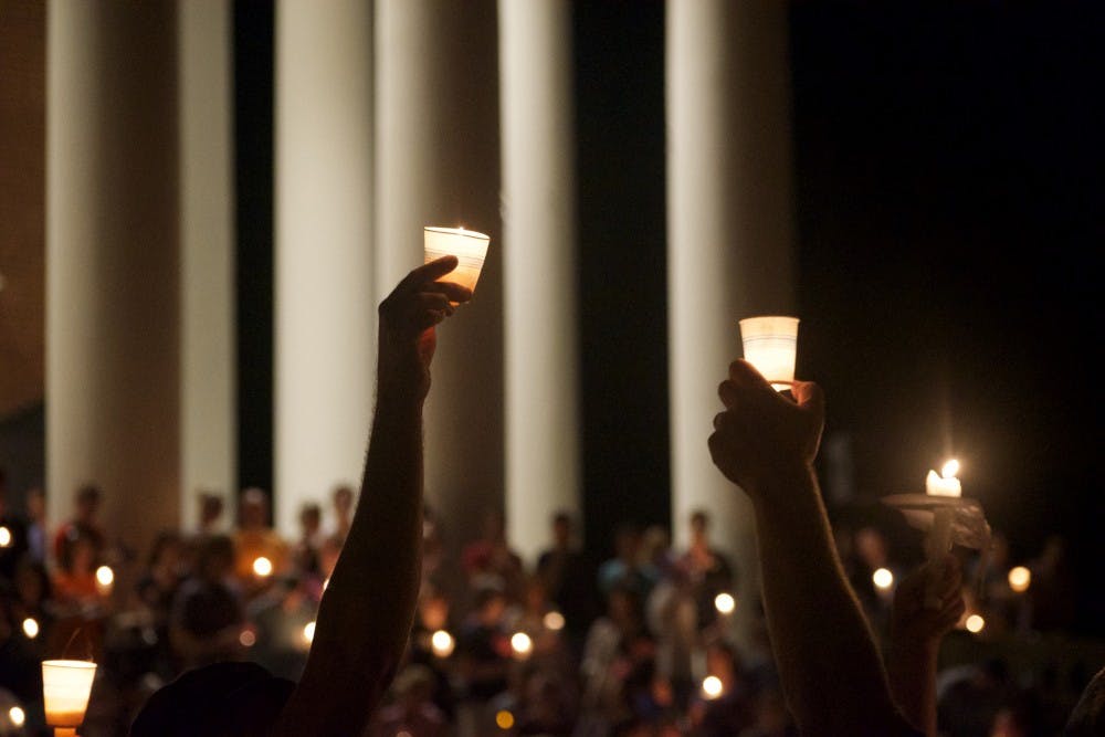 Thousands gathered at the University&nbsp;for a candlelit march from Nameless Field to the Rotunda.&nbsp;