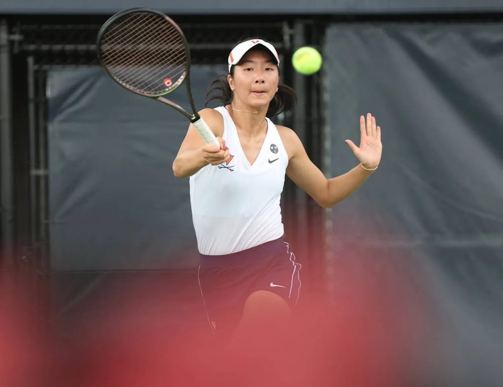 <p>Freshman Annabelle Xu won one of only two points in the match against NC State.</p>