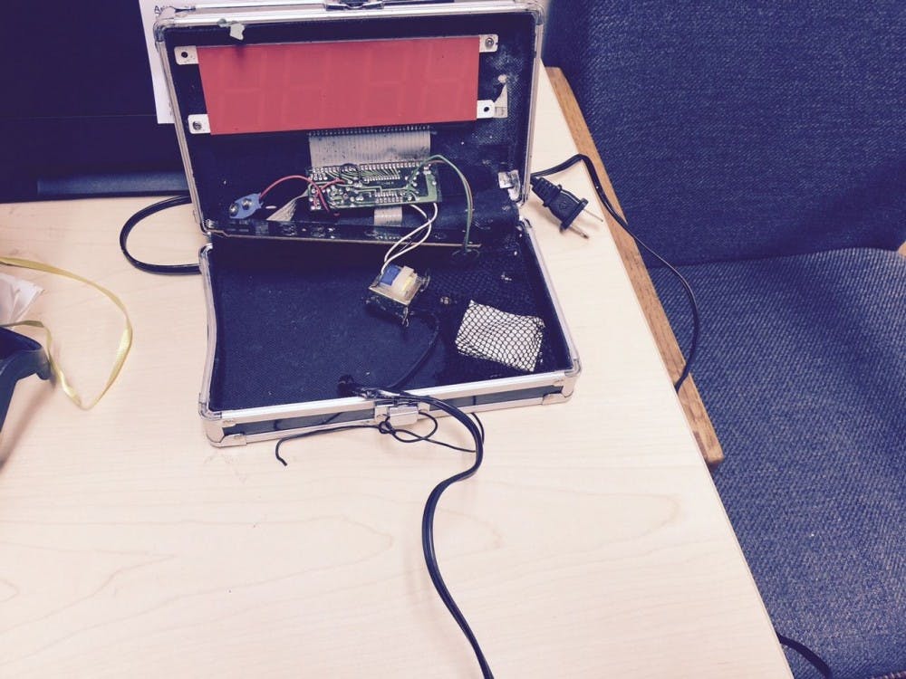 <p>Police photo of the homemade clock Ahmed Mohamed took to school.</p>