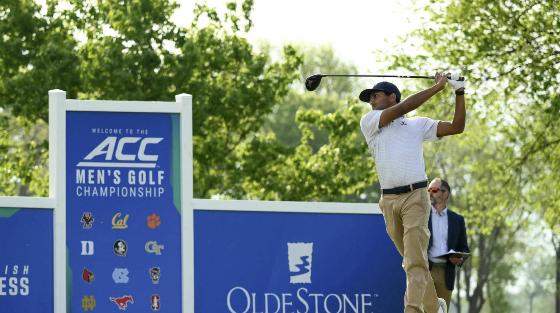 Deven Patel watches a tee shot on the first day of the tournament.