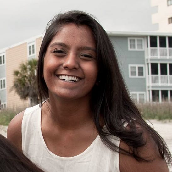 Lakshmi’s Profile:Year: FourthSchool: School of Engineering and Applied ScienceMajor: Computer ScienceU.Va. Involvement: Society of Women Engineers, HackCville, CS Teaching Assistant, U.Va. Di Shaan (Indian dance team), The Cavalier Daily (past), Cavs in the Classroom (past), HooRaas (past, Indian dance team)Hometown: Ashburn, Va.Ideal date personality: Funny, easy to talk to and caringIdeal date activity: CoffeeDealbreakers?: Country music fanDescribe a typical weekend: Doing homework somewhere outside of Rice Hall, club meetings, dinners with friends, socializing at parties and of course “30 Rock.”Hobbies: Dance, community service, watching puppy videos and sleepWhat makes you a good catch?: I'm easy to talk to and well-rounded.What makes you a less-than-perfect catch?: Sometimes I think I'm funny when I'm really not.What is your spirit animal?: GoatWhat is your favorite pick-up line?: Are you a keyboard? Because you're my type.Describe yourself in one sentence: All I want for Christmas is a puppy.