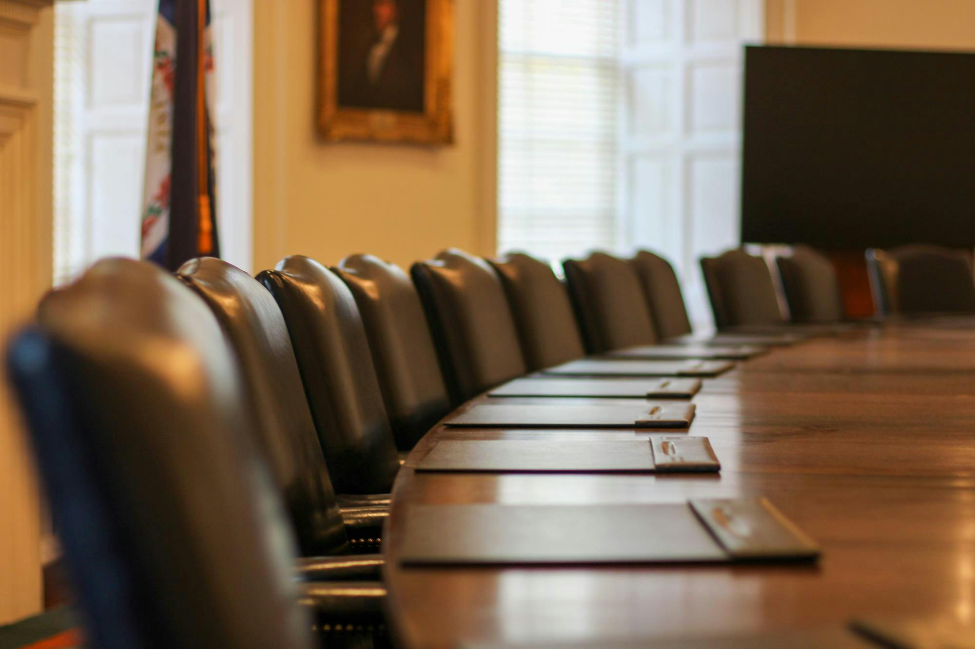 Board of Visitors' meeting room, photographed April 8, 2026.