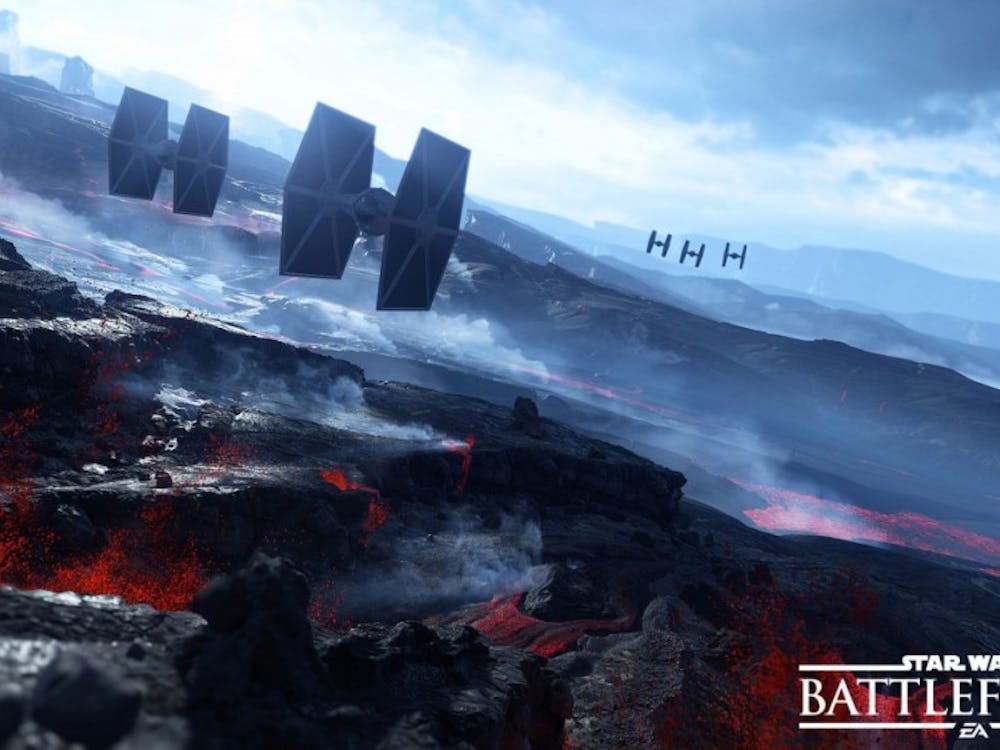 A still of TIE fighters flying over a gorgeous landscape in the latest "Battlefront" game