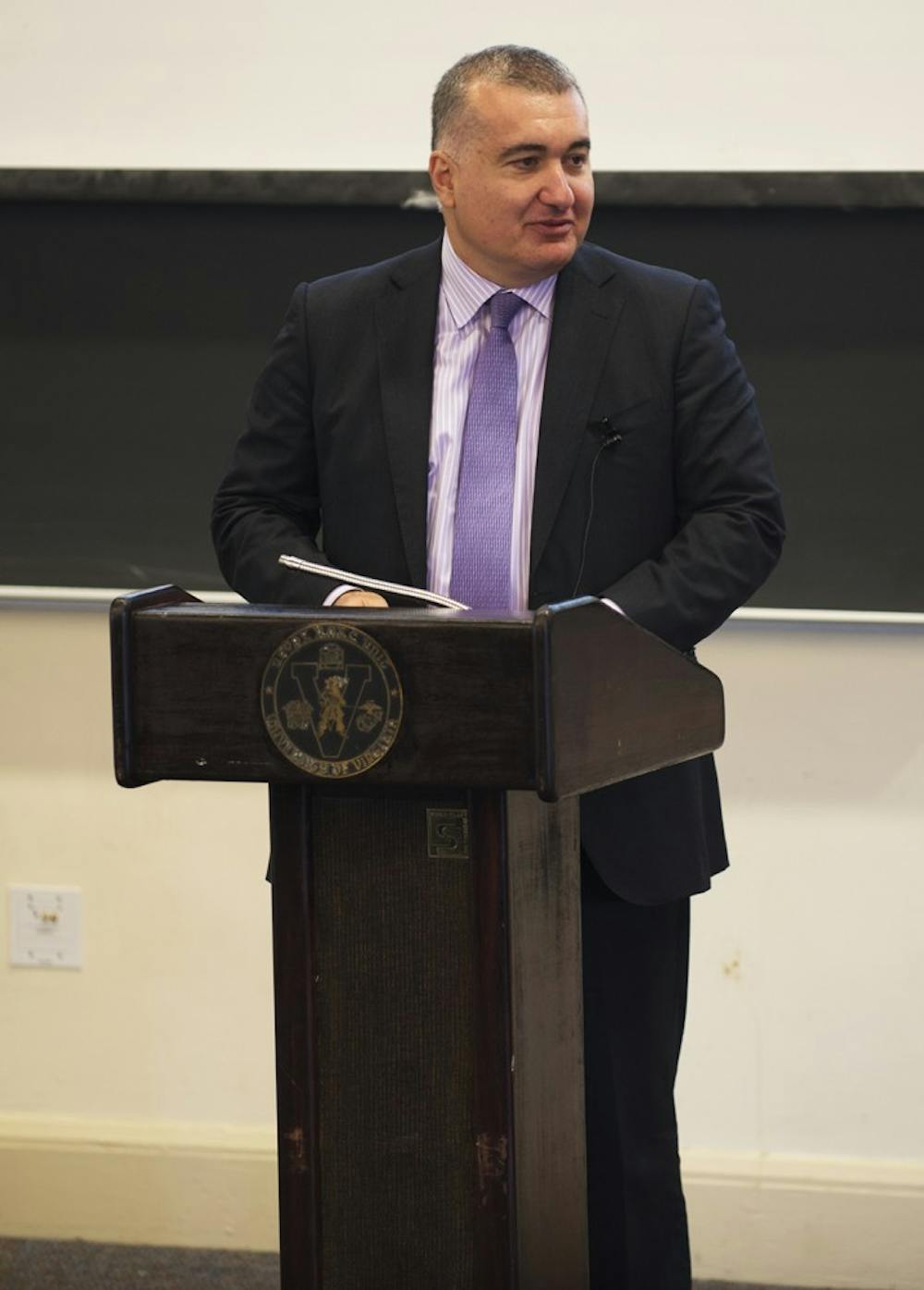 <p>Elin Suleymanov, the Azerbaijani ambassador to the United States, discussed his nation's geography and how it has impacted its political and economic history.</p>