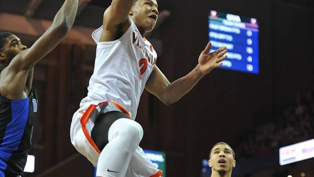 Junior guard Devon Hall&nbsp;shot four-of-10 to contribute eight points in Virginia's loss to Duke.&nbsp;