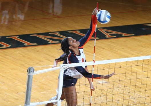 	Freshman outside hitter Jasmine Burton had 15 kills in the team&#8217;s victory over Maryland.