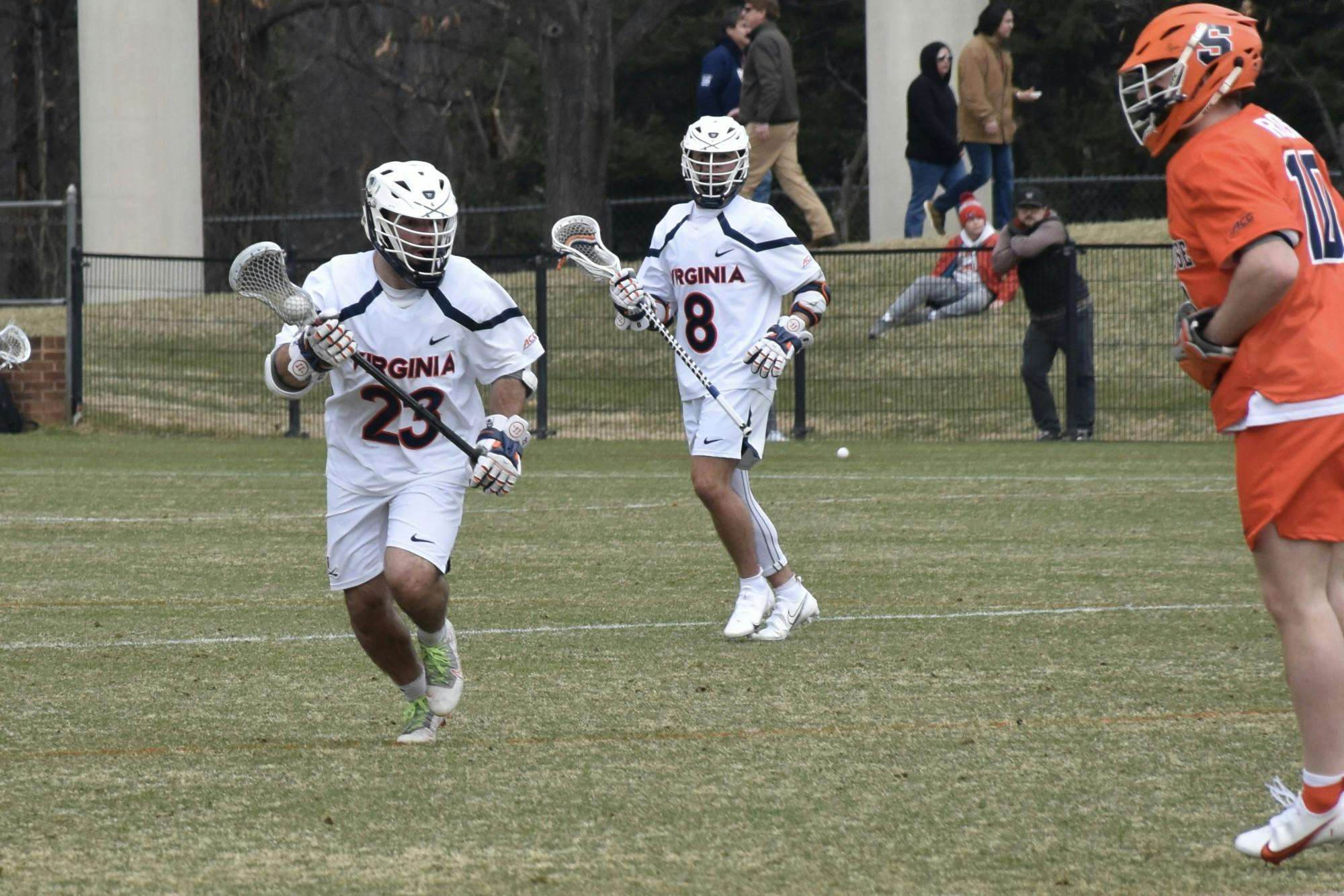 LaSalla, Number 23, picked up his 605th face-off win against Syracuse to become the new all-time record holder for the men's lacrosse team.