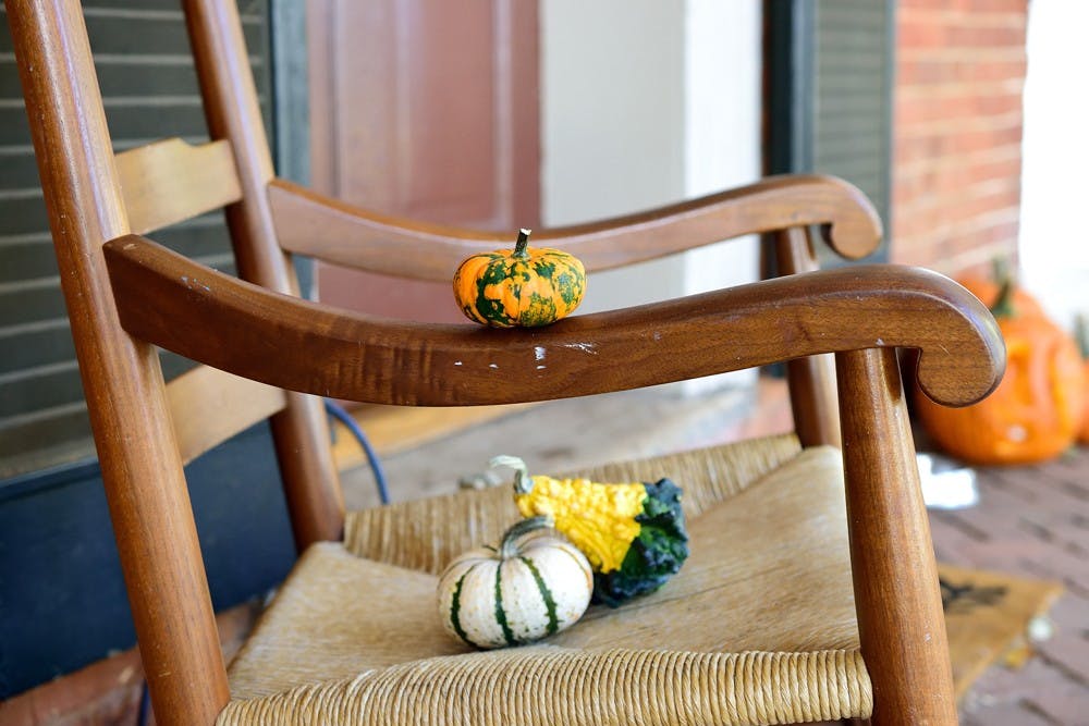 A Lawn resident's festively decorated rocking chair.