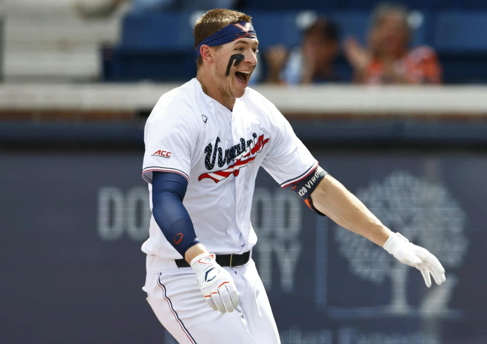 Jacob Ference celebrates a home run.