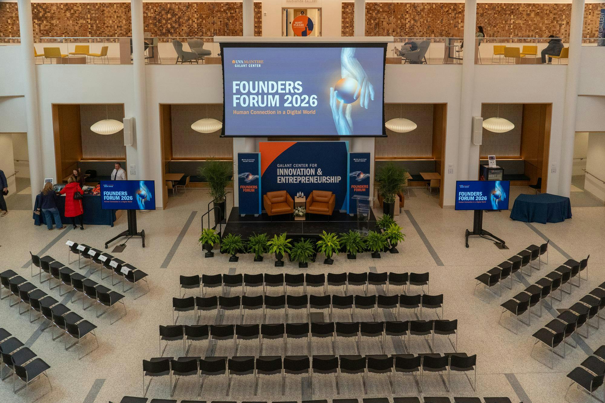 The University hosted the Founders Forum in the McIntire School of Commerce.