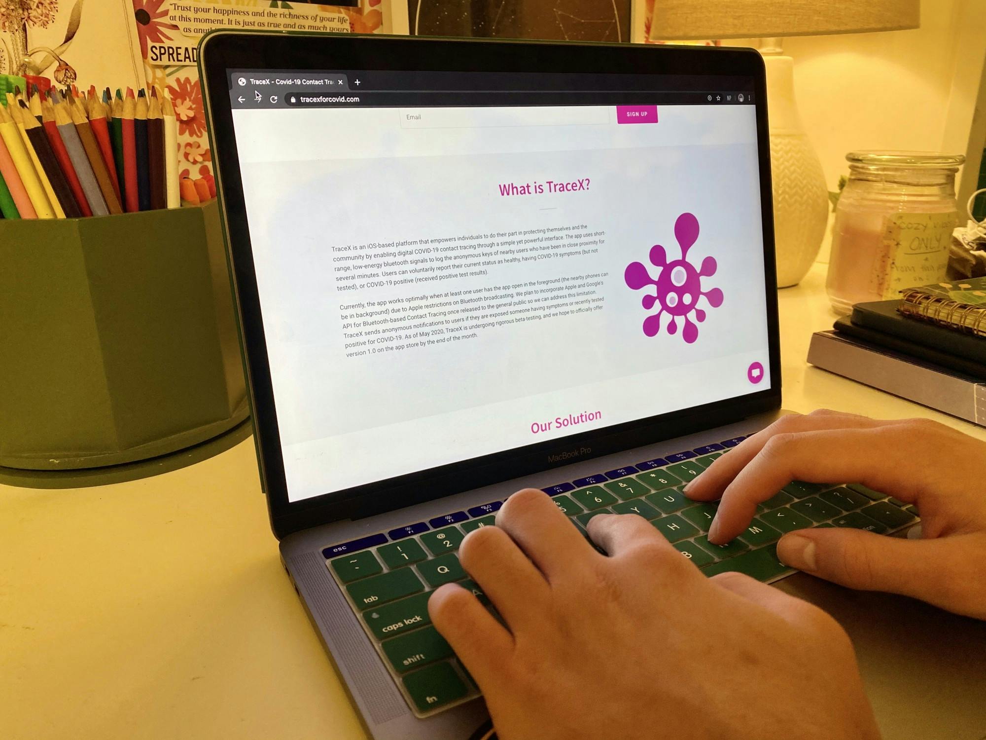 Using Bluetooth, TraceX will alert users if they were in contact with an individual who was symptomatic.