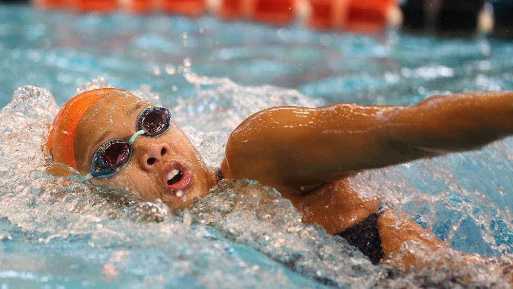 Junior Morgan Hill was Virginia's leadoff swimmer for the 800-yard freestyle relay and helped set a new ACC meet record.