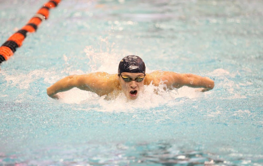 <p>In the men’s competition, senior Zach Fong swept all the butterfly events and the 200-yard medley relay.</p>