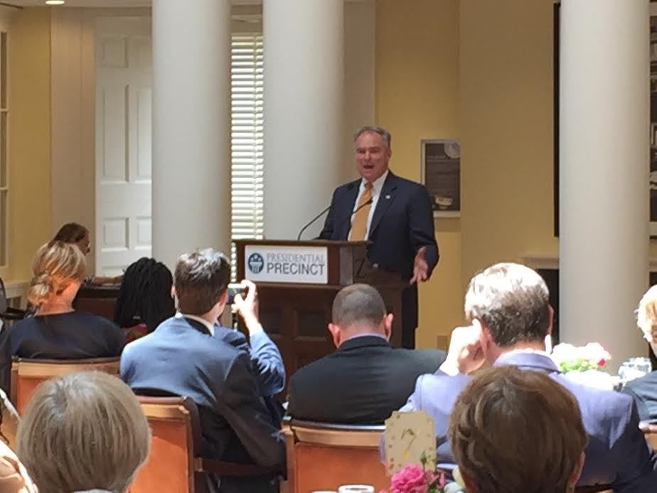 Kaine addressed the fellows of The Mandela Washington Fellowship for Young African Leaders at the Rotunda early Monday afternoon.