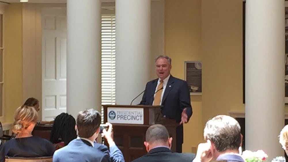 Kaine addressed the fellows of The Mandela Washington Fellowship for Young African Leaders at the Rotunda early Monday afternoon.