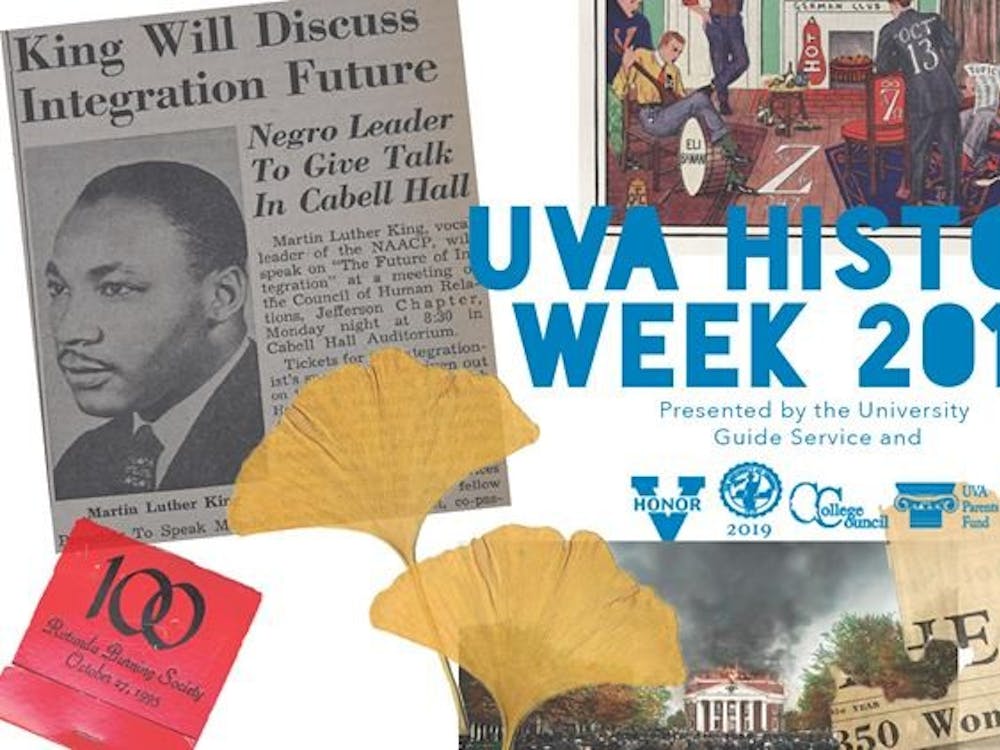 In addition to a dinner discuss on the complex history of the University, U-Guides put up poster displays in important spots on Grounds and gave two tours focusing on the History of African Americans and the History of Women on Grounds.