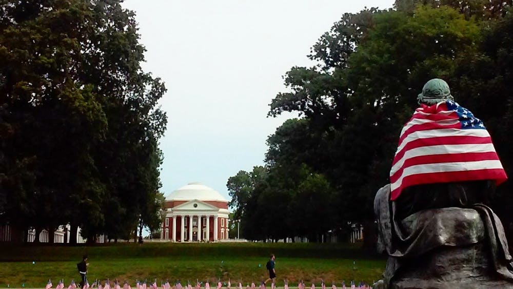 The flags were displayed on the South Lawn.