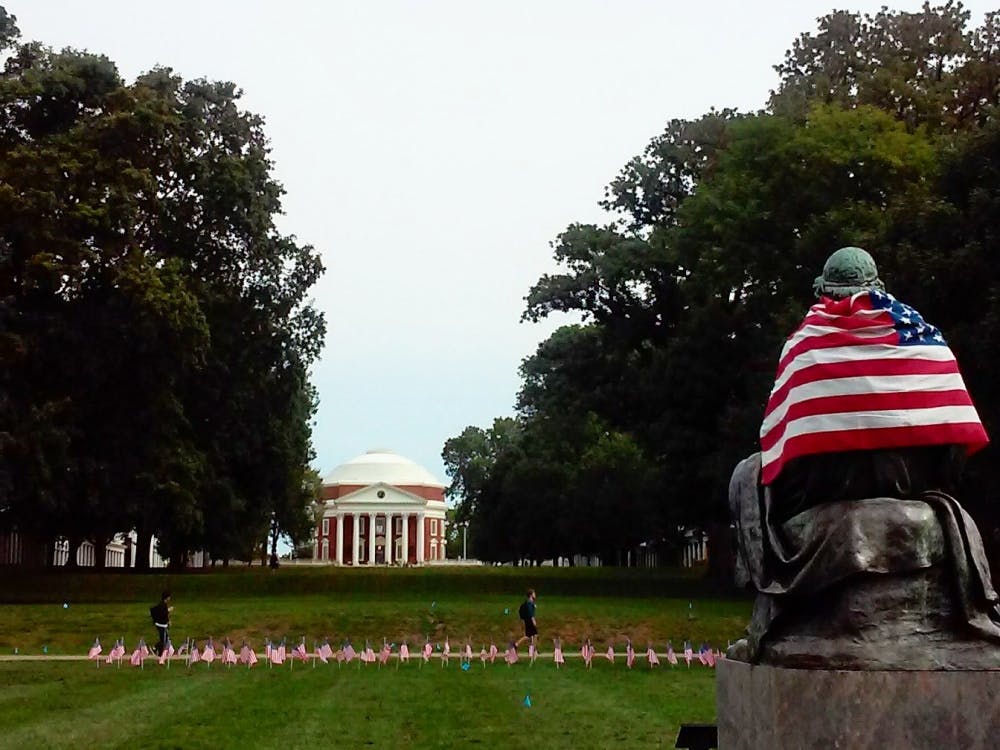 The flags were displayed on the South Lawn.