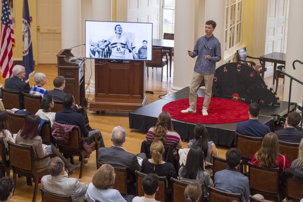 <p>First-year College student George Messenger won the TEDxUVA Student Speaker competition in the fall. He modified the winning speech slightly to engage with the “5 Seconds of Courage” theme and explored the similarities between hip-hop and classical poetry.&nbsp;</p>