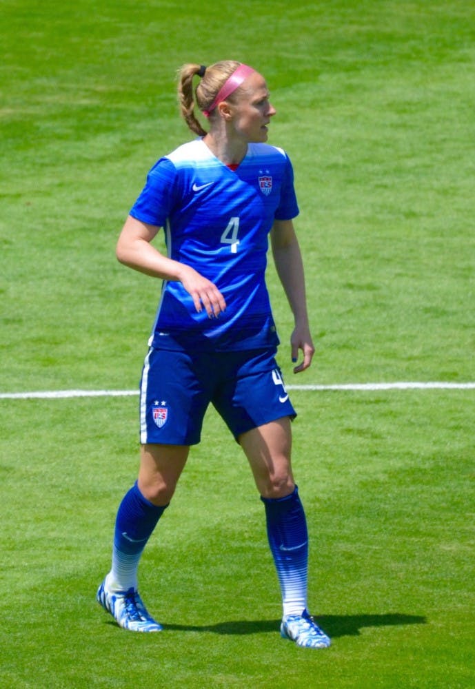 Former Cavalier Becky Sauerbrunn started at center back for U.S. Women's National Team at the 2015 FIFA Women's World Cup. She played every minute of every match for the victorious Americans.