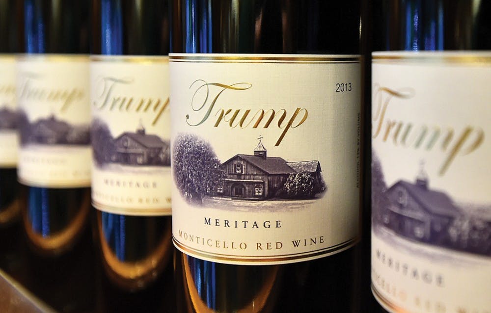TOPSHOT - Trump brand wine is seen inside the Trump International Hotel in Las Vegas, Nevada on February 23, 2016. AFP PHOTO / JOSH EDELSON / AFP / Josh Edelson        (Photo credit should read JOSH EDELSON/AFP/Getty Images)